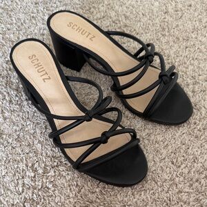 SCHUTZ Black Strappy Block Heels